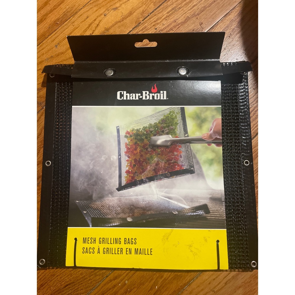 Char-Broil Mesh Grilling Bags Non-Stick Reusable BBQ Tool 9447 Black 2-Pack